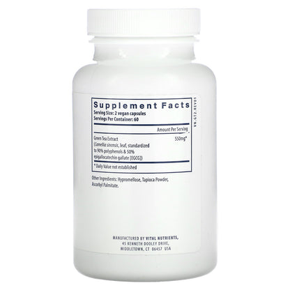 Vital Nutrients, Green Tea Extract, 120 Vegan Capsules (275 mg per Capsule)