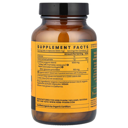 Herb Pharm, Mushroom Wellness™, Turkey Tail Blend With Reishi, 90 Vegetarian Capsules