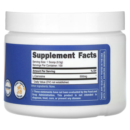 Nutricost, L-Carnosine, Unflavored, 1.8 oz (50 g)