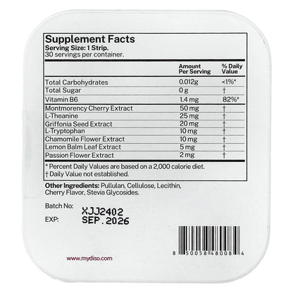 Diso, Snooze, Cherry, 30 Oral Strips