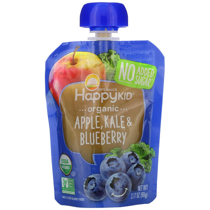 Happy Family Organics, Happy Kid, Organic Apple, Kale, & Blueberry, 4 Pouches, 3.17 oz (90 g) Each