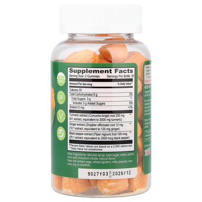 YumVs, Turmeric Curcumin With Ginger & Piperine Gummies, Peach, 60 Gummies