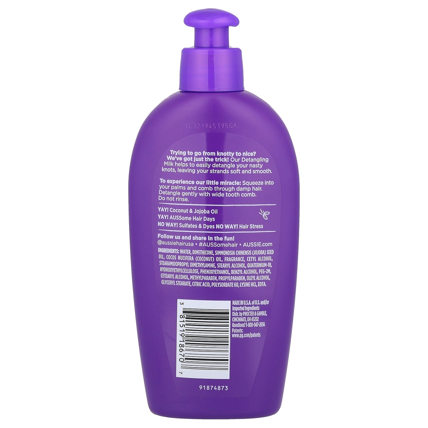 Aussie, Miracle Curls, Leave-In Detangling Milk with Coconut and Jojoba Oil, 6.7 fl oz (200 ml)