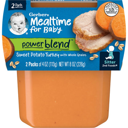 Gerber, Mealtime for Baby, Power Blend™, 2nd Foods®, Sweet Potato Turkey with Whole Grains, 2 Pack, 4 oz (113 g) Each