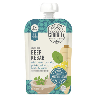 Serenity Kids, Grass Fed Beef Kabab with Carrot, Parsnip, Potato, Spinach, Herbs & Spices, 7+ Months, 3.5 oz (99 g)