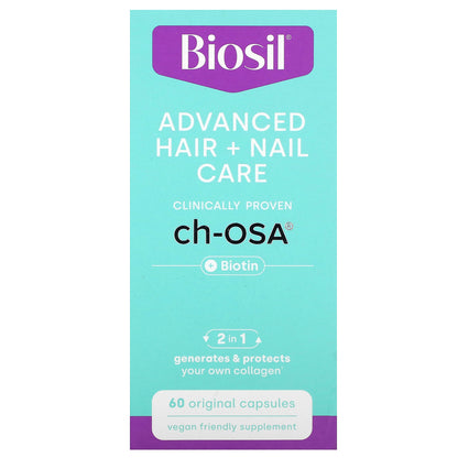 Biosil, Advanced Hair + Nail Care + Biotin, 60 Original Capsules