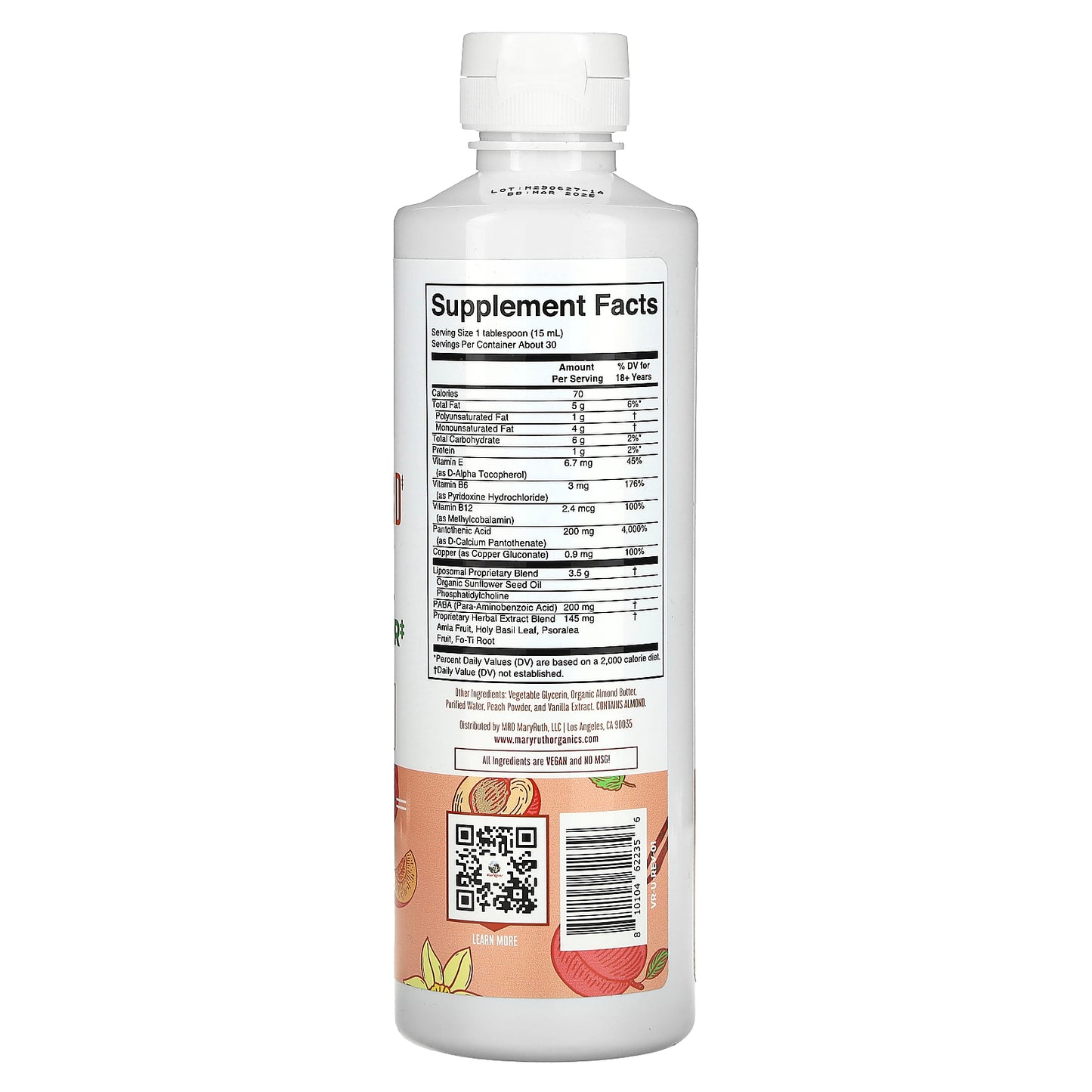 MaryRuth's, Gray Guard, Liposomal, Peach Vanilla, 15.22 fl oz (450 ml)