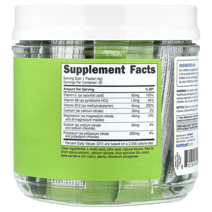 Nutricost, Electrolytes, Advanced Hydration Complex, Green Apple , 40 Stick Packs, 0.1 oz (4 g) Each