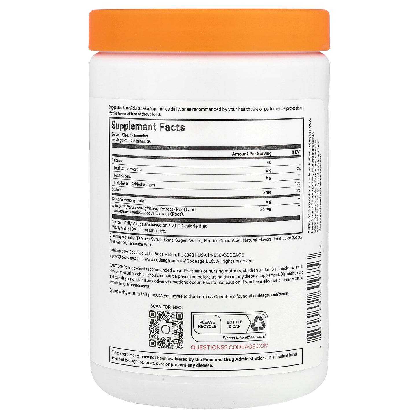 Codeage, Sport, Creatine Gummies, Mixed Berry, 120 Gummies