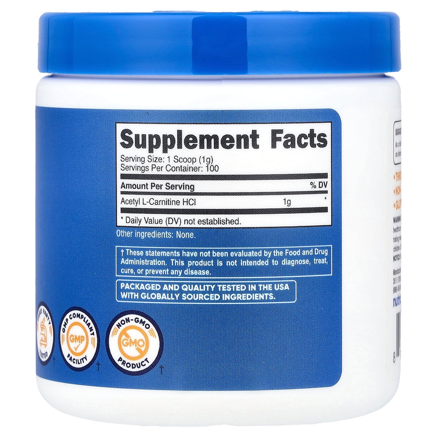 Nutricost, Acetyl L-Carnitine HCl, Unflavored, 3.6 oz (100 g)