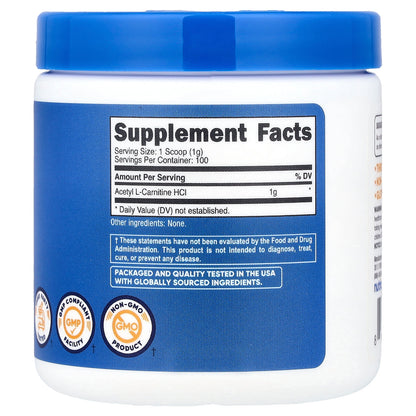 Nutricost, Acetyl L-Carnitine HCl, Unflavored, 3.6 oz (100 g)