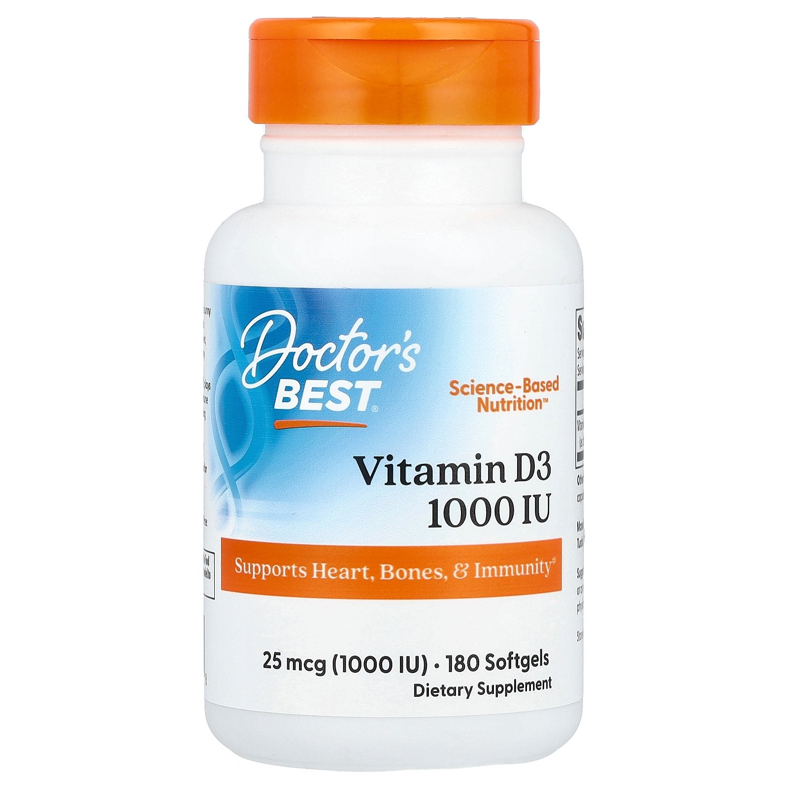 Doctor's Best, Vitamin D3, 25 mcg (1,000 IU), 180 Softgels