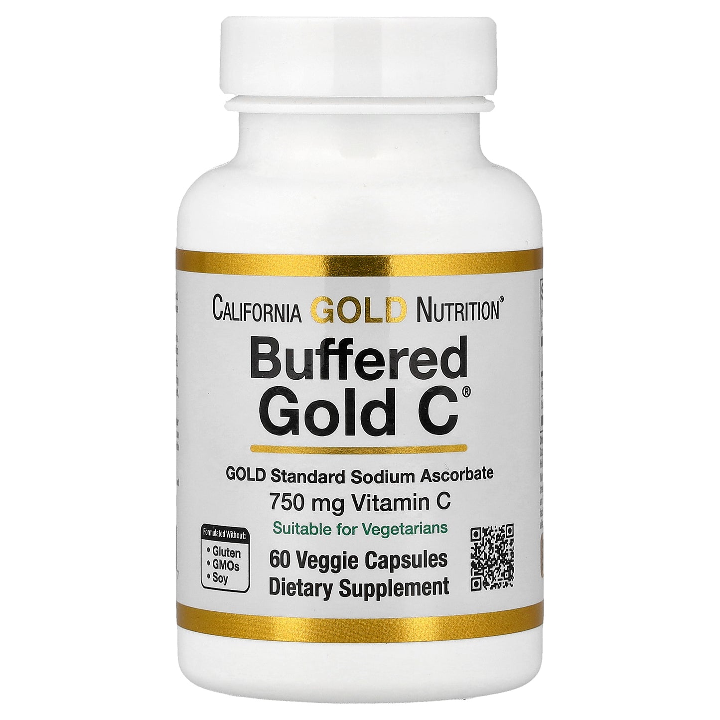 California Gold Nutrition, Buffered Gold C®, GOLD Standard Sodium Ascorbate (Vitamin C), 60 Veggie Capsules