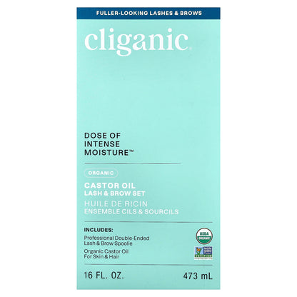 Cliganic, Dose of Intense Moisture™, Organic Castor Oil Lash & Brow Set, 16 fl oz (473 ml)