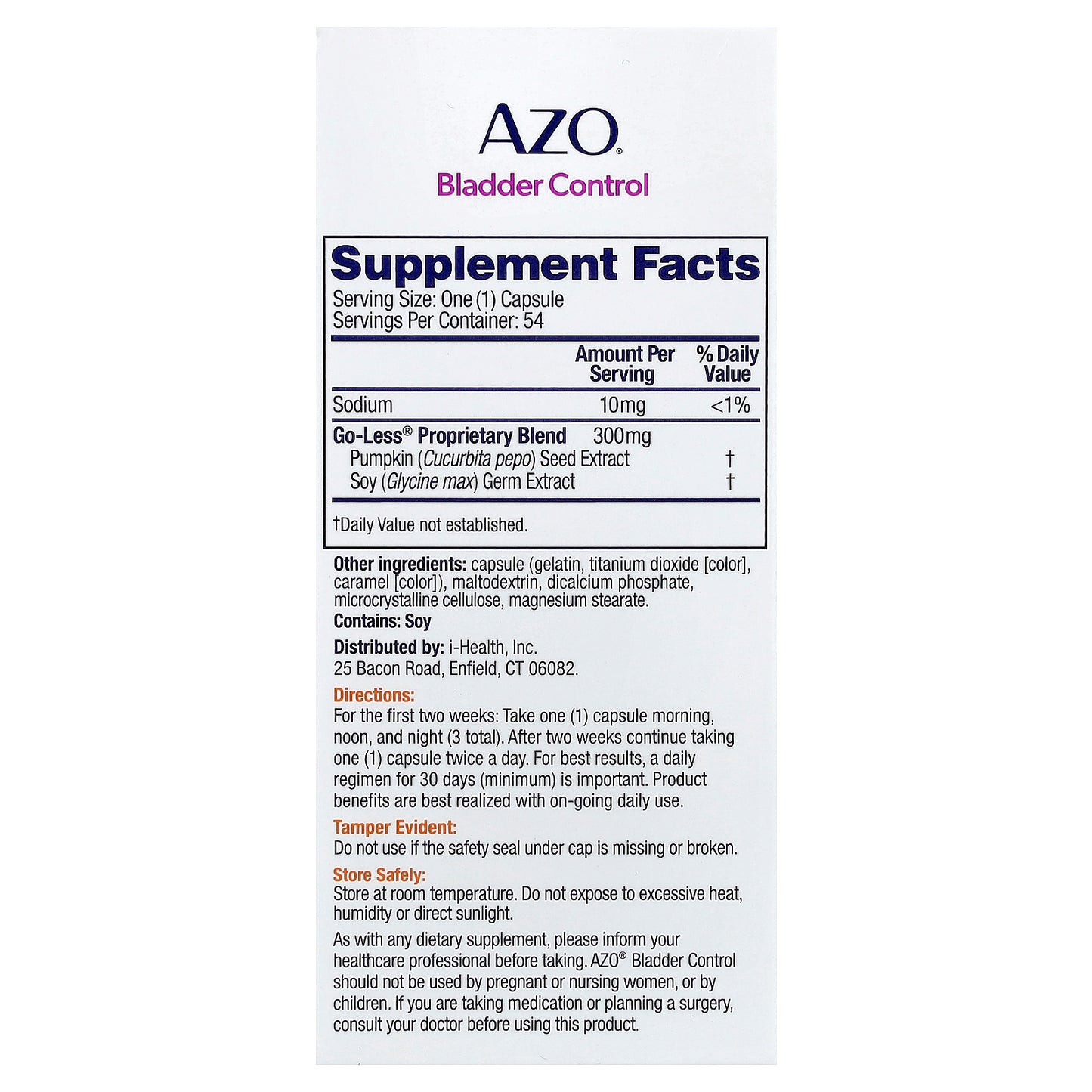 AZO, Bladder Control, 54 Capsules (300 mg per Capsule)