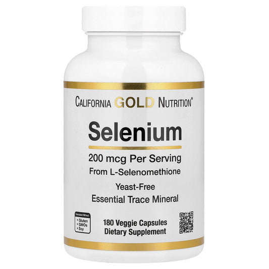 California Gold Nutrition, Selenium, Yeast-Free, 200 mcg, 180 Veggie Capsules