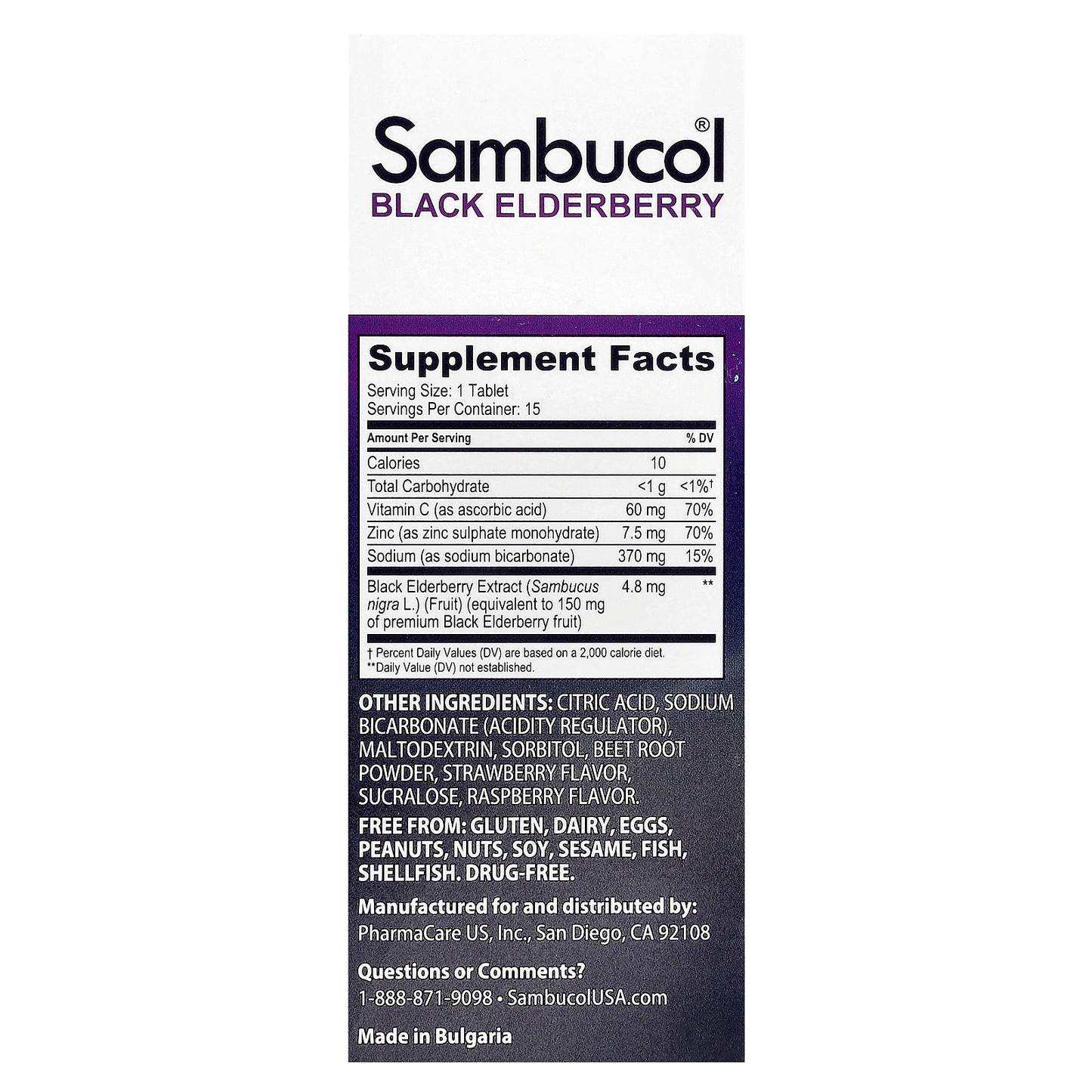 Sambucol, Black Elderberry, Effervescent Tablets + Vitamin C & Zinc, Age 4+, 15 Effervescent Tablets