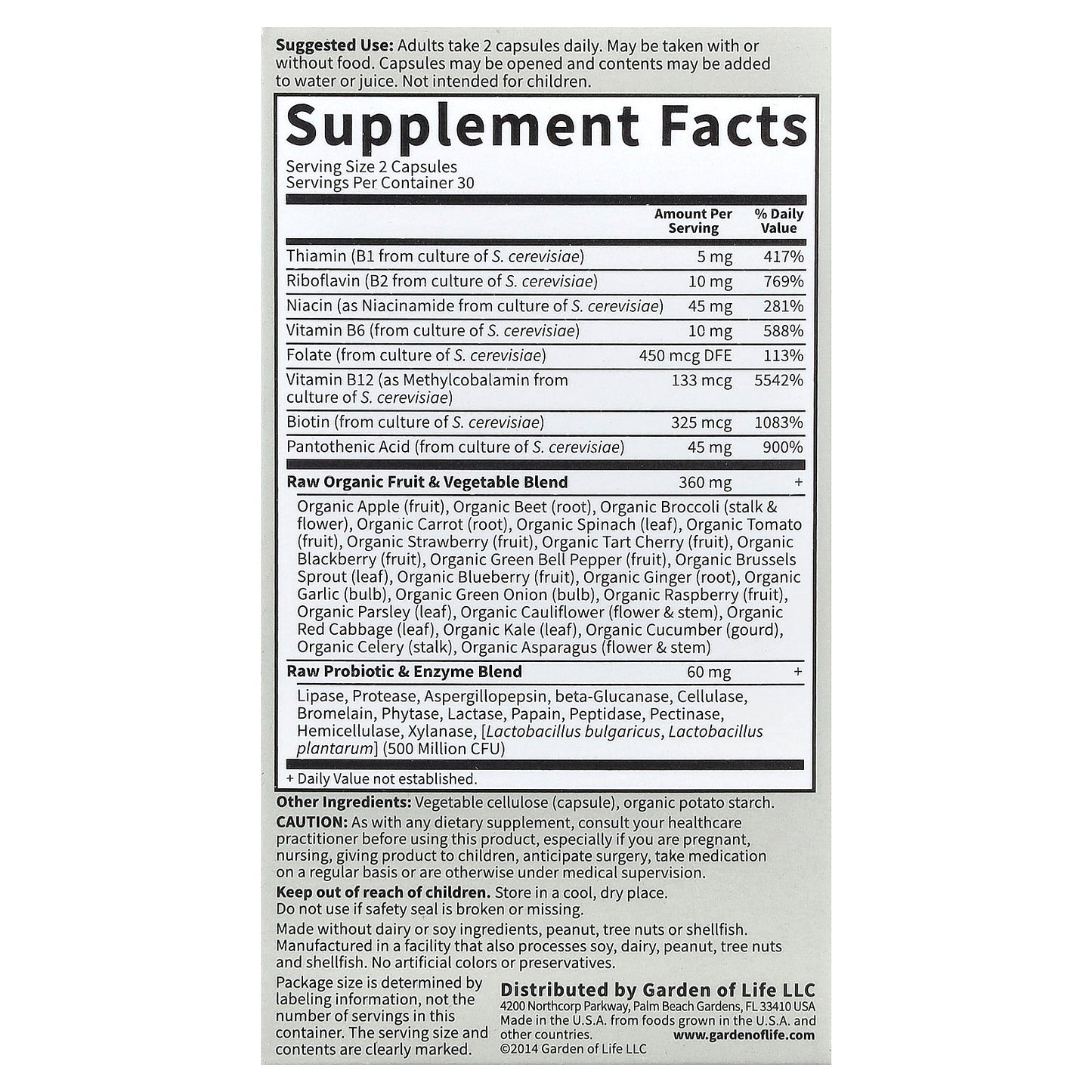 Garden of Life, Vitamin Code®, RAW B-Complex™, 60 Vegan Capsules