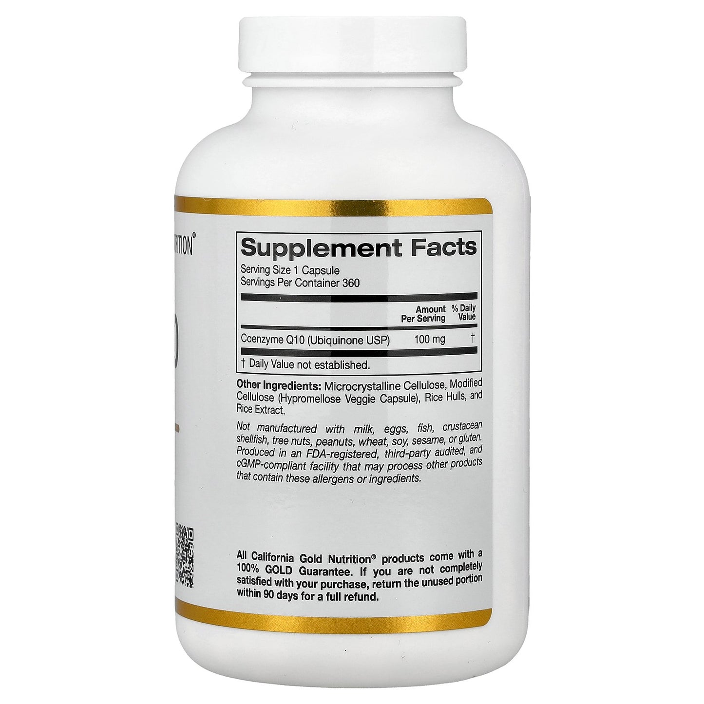 California Gold Nutrition, CoQ10, USP Grade Ubiquinone, 100 mg, 360 Veggie Capsules