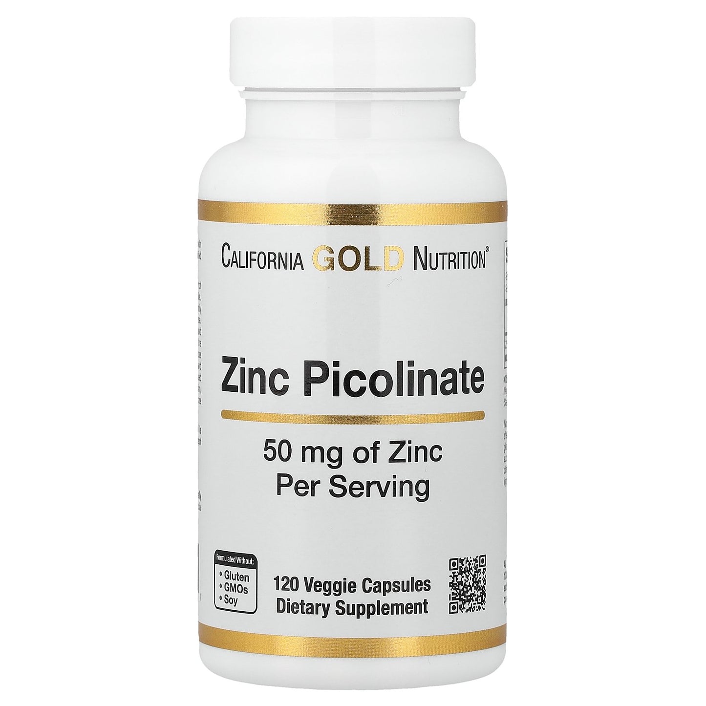 California Gold Nutrition, Zinc Picolinate, 50 mg, 120 Veggie Capsules