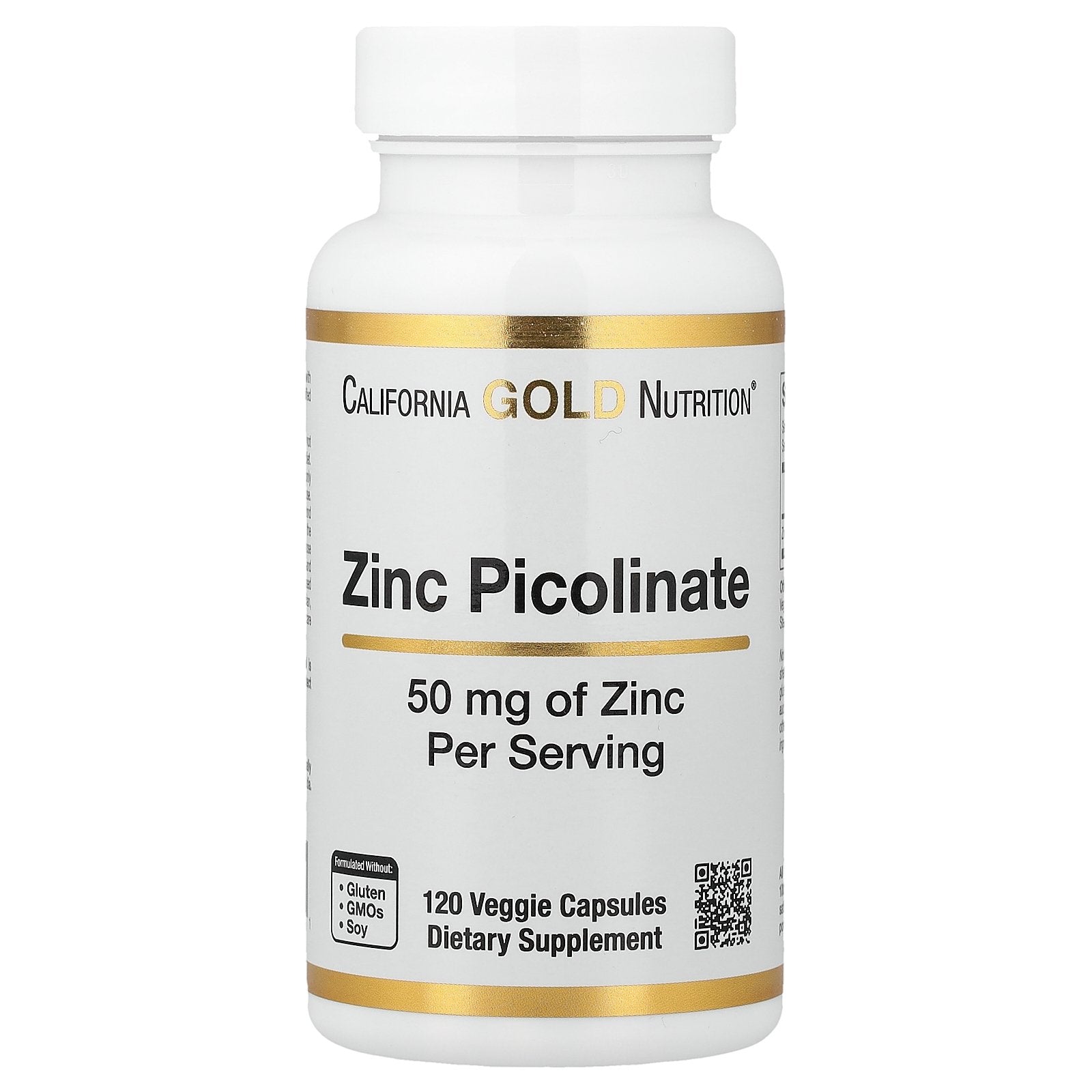 California Gold Nutrition, Zinc Picolinate, 50 mg, 120 Veggie Capsules