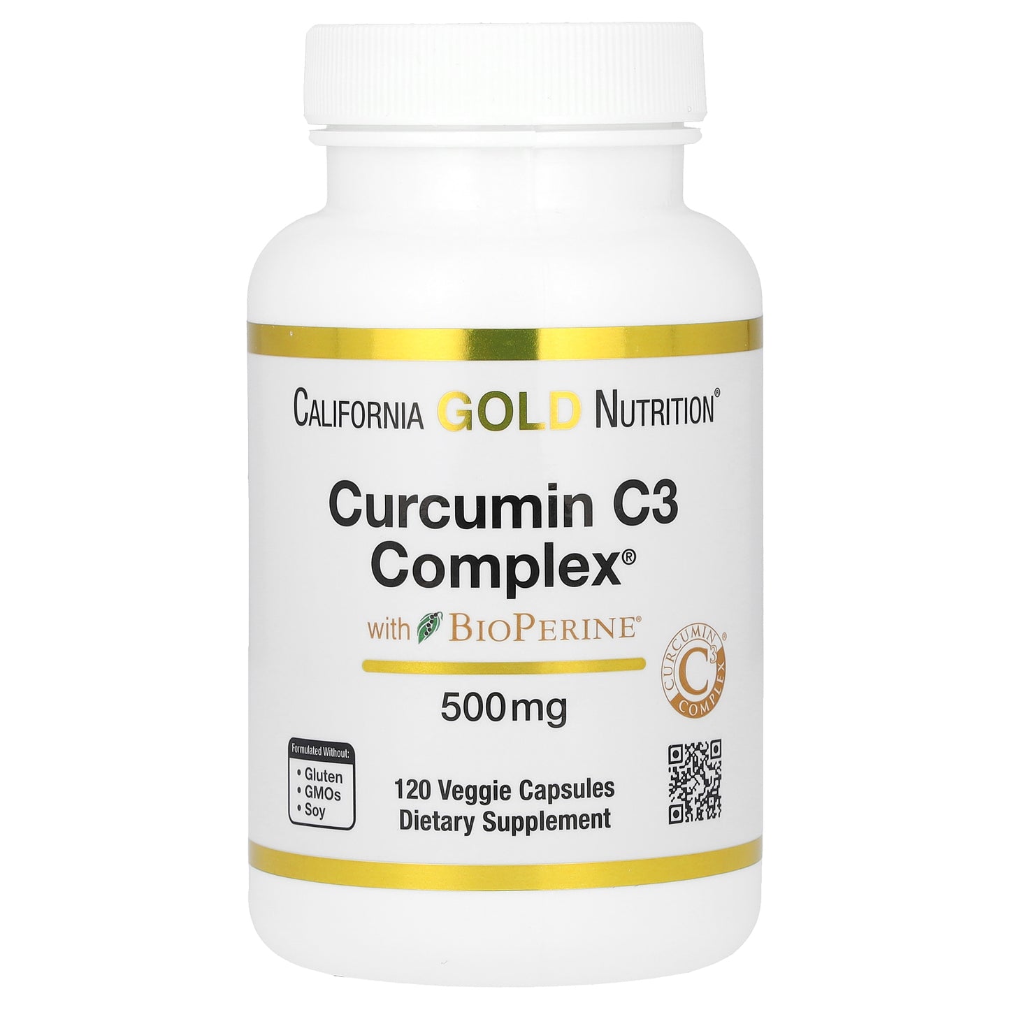 California Gold Nutrition, Curcumin C3 Complex with BioPerine, 500 mg, 120 Veggie Capsules