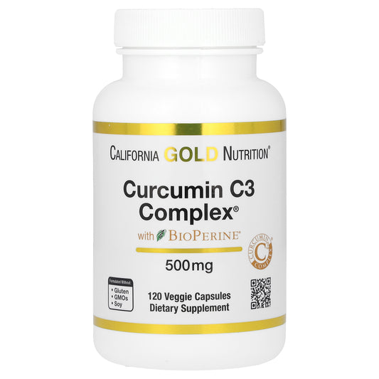 California Gold Nutrition, Curcumin C3 Complex with BioPerine, 500 mg, 120 Veggie Capsules