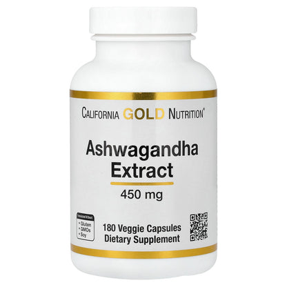 California Gold Nutrition, Ashwagandha, 450 mg, 180 Veggie Capsules