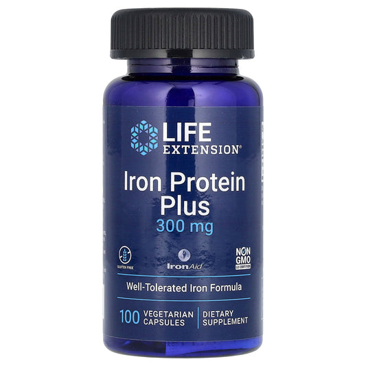 Life Extension, Iron Protein Plus, IronAid, 300 mg, 100 Vegetarian Capsules