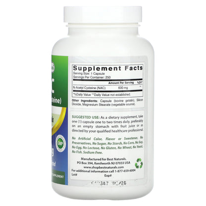 Best Naturals, NAC, 600 mg, 250 Capsules