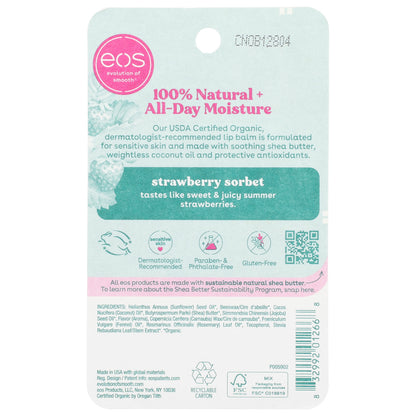 EOS, 100% Natural Organic Lip Balm, Strawberry Sorbet, 2 Pack, 0.14 oz (4 g) Each