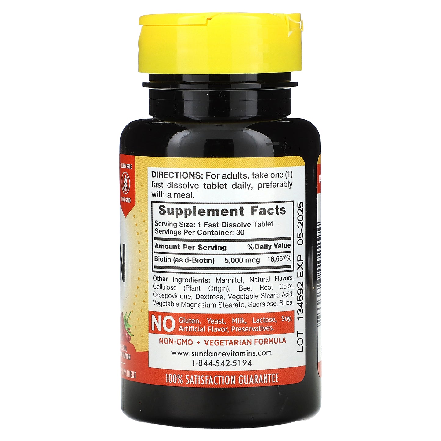 Sundance Vitamins, Fast Dissolve Ultra Biotin, Natural Berry, 5,000 mcg, 30 Fast Dissolve Tablets