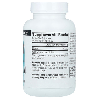 Source Naturals, 100% Pure Activated Charcoal, 260 mg , 100 Capsules