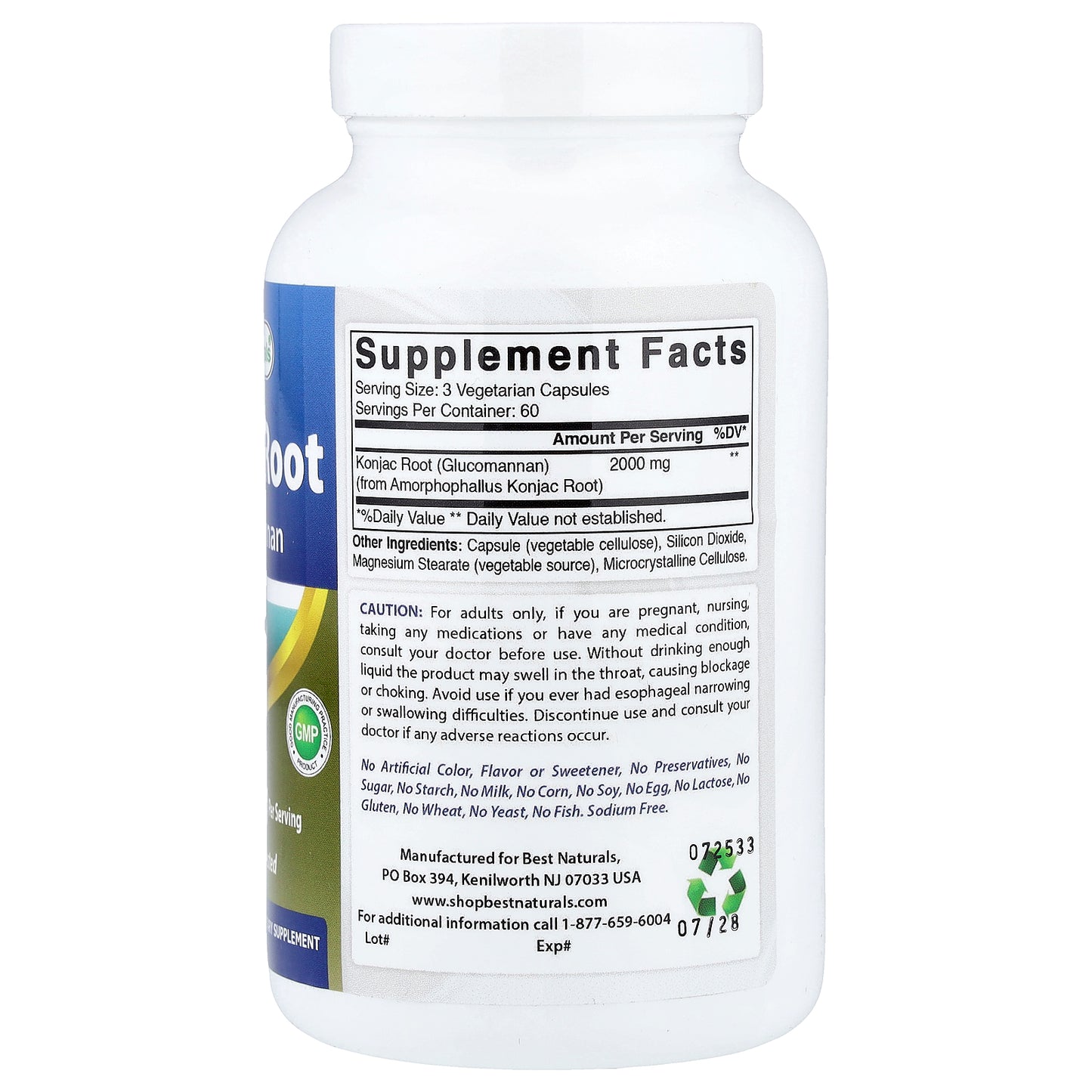 Best Naturals, Konjac Root, 180 Vegetarian Capsules (666 mg per Capsule)