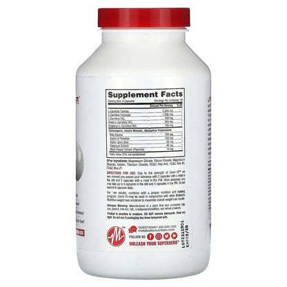 Metabolic Nutrition, Carni-10, 5,000 mg, 240 Capsules (625 mg per Capsule)