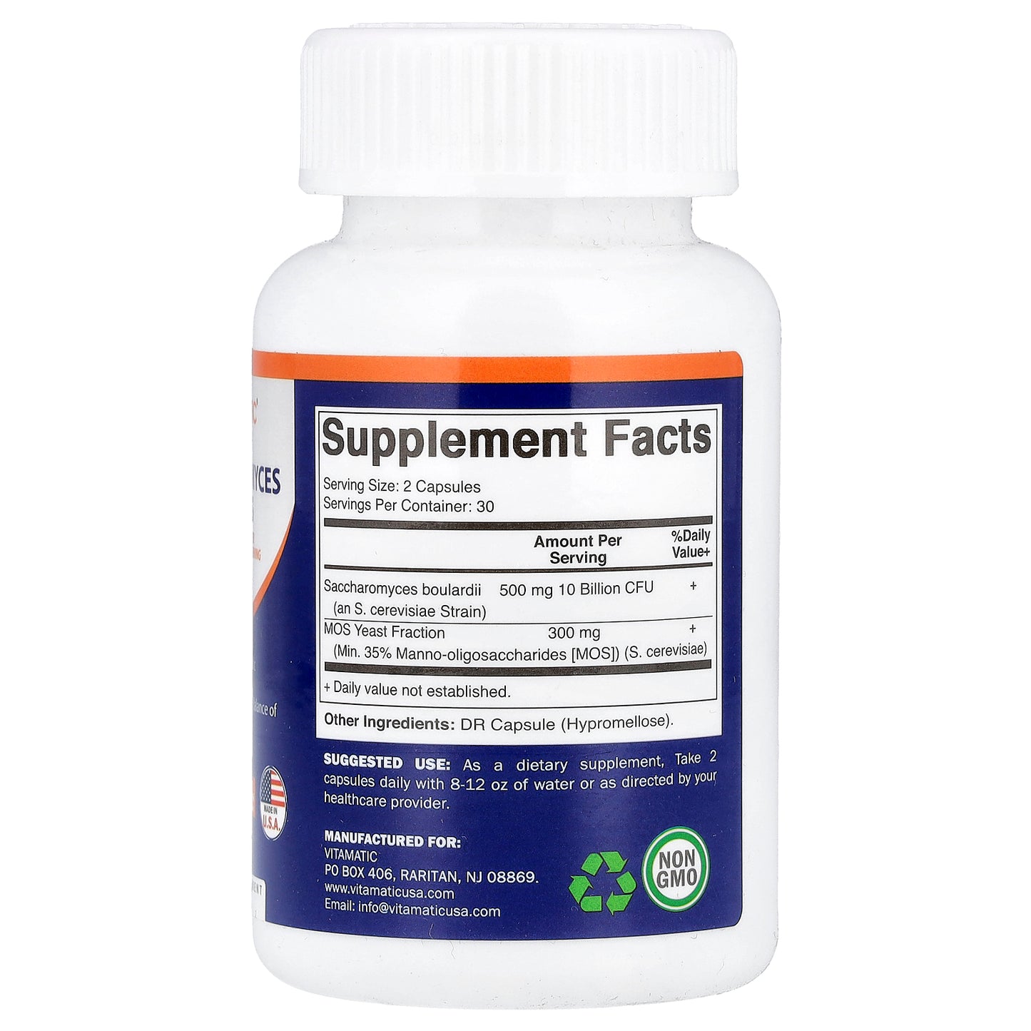 Vitamatic, Saccharomyces + MOS, 60 DRcaps® Hypromellose Capsules