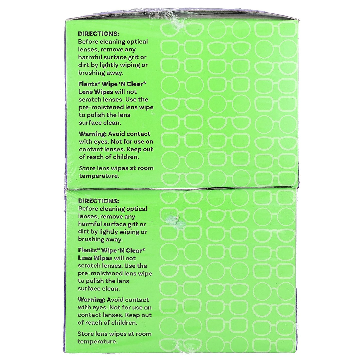 Flents, Wipe 'N Clear Lens Wipes, 2 Boxes, 75 Wipes Each