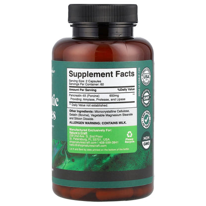 Nature's Craft, Pancreatic Enzymes, 120 Capsules (325 mg per Capsule)