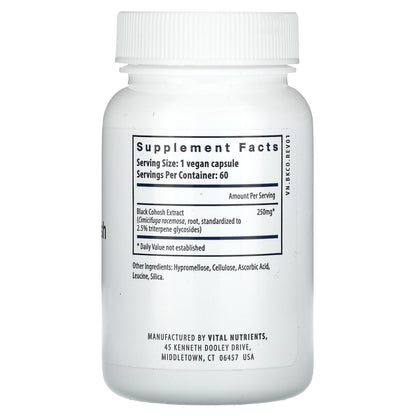 Vital Nutrients, Black Cohosh Extract, 250 mg, 60 Vegan Capsules