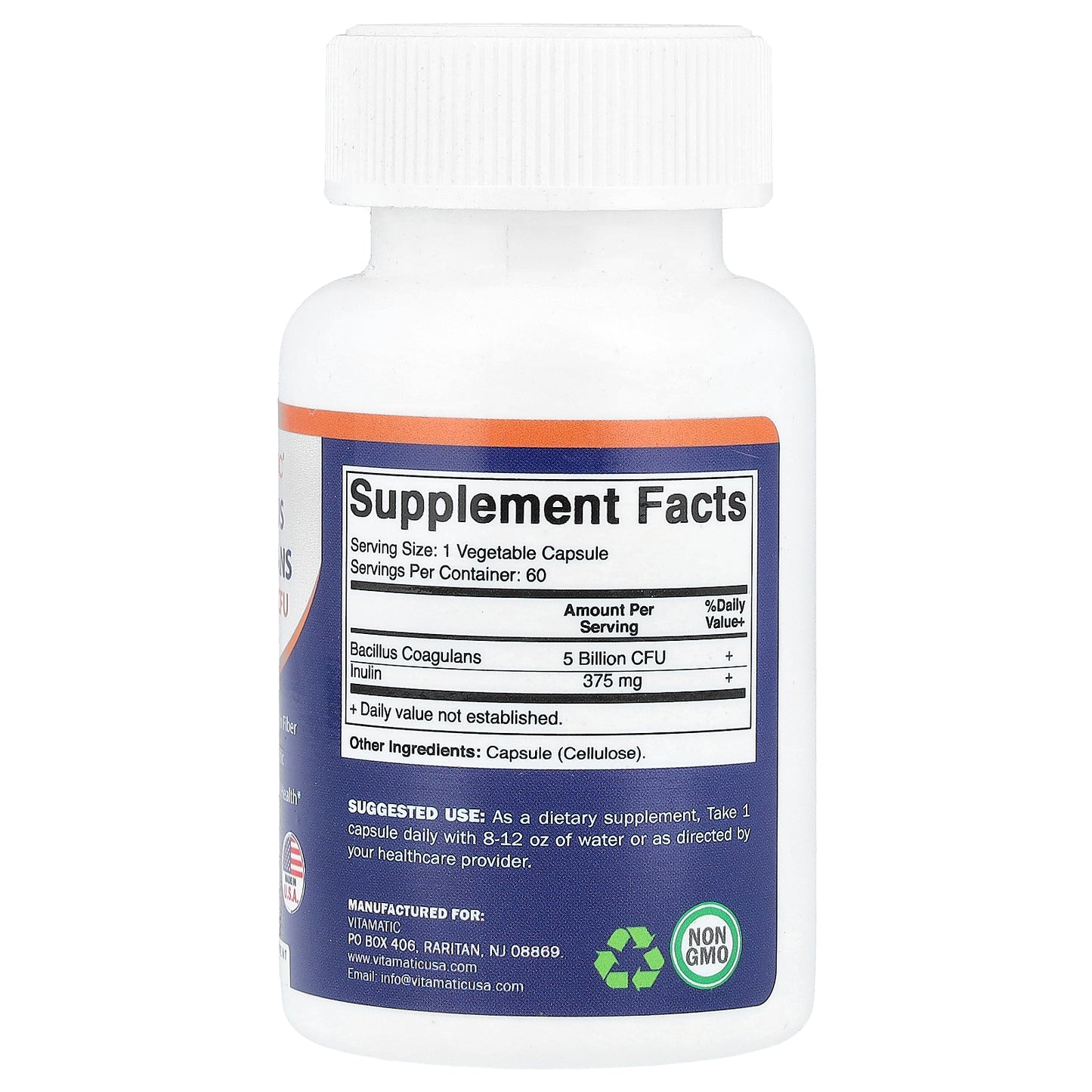 Vitamatic, Bacillus Coagulans, 5 Billion CFU, 60 Vegetable Capsules