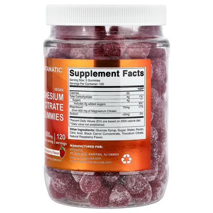 Vitamatic, Magnesium Citrate Gummies, Natural Raspberry, 240 Gummies (300 mg per Gummy)
