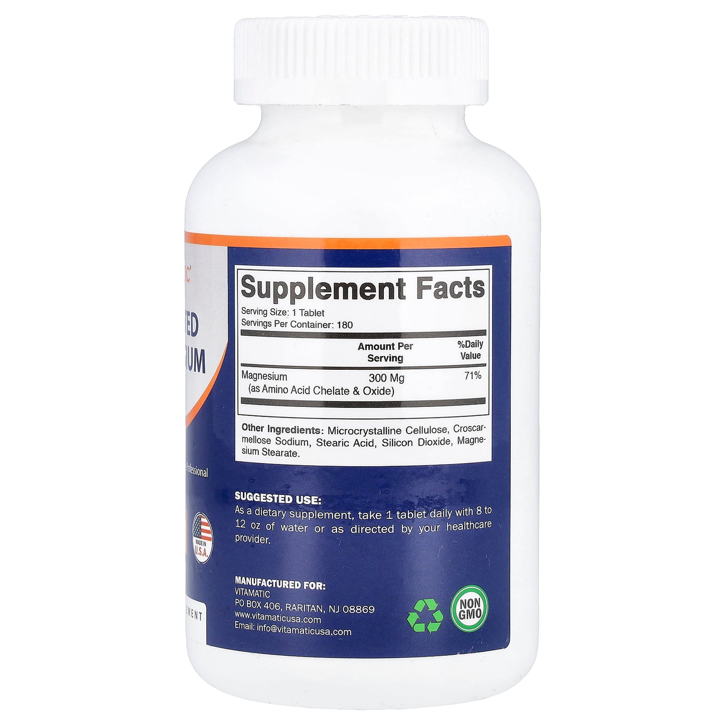 Vitamatic, Chelated Magnesium, 180 Tablets (300 mg per Tablet)