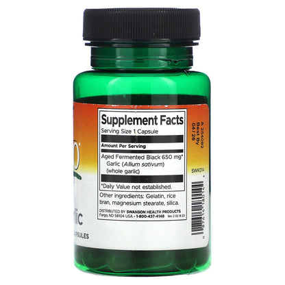 Swanson, Kyoto, Aged Black Garlic, 30 Capsules (650 mg per Capsule)
