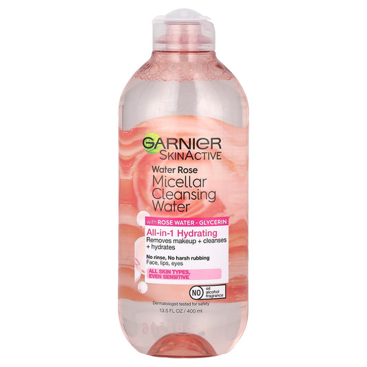 Garnier, SkinActive, Water Rose Micellar Cleansing Water with Rose Water + Glycerin, 13.5 fl oz (400 ml)