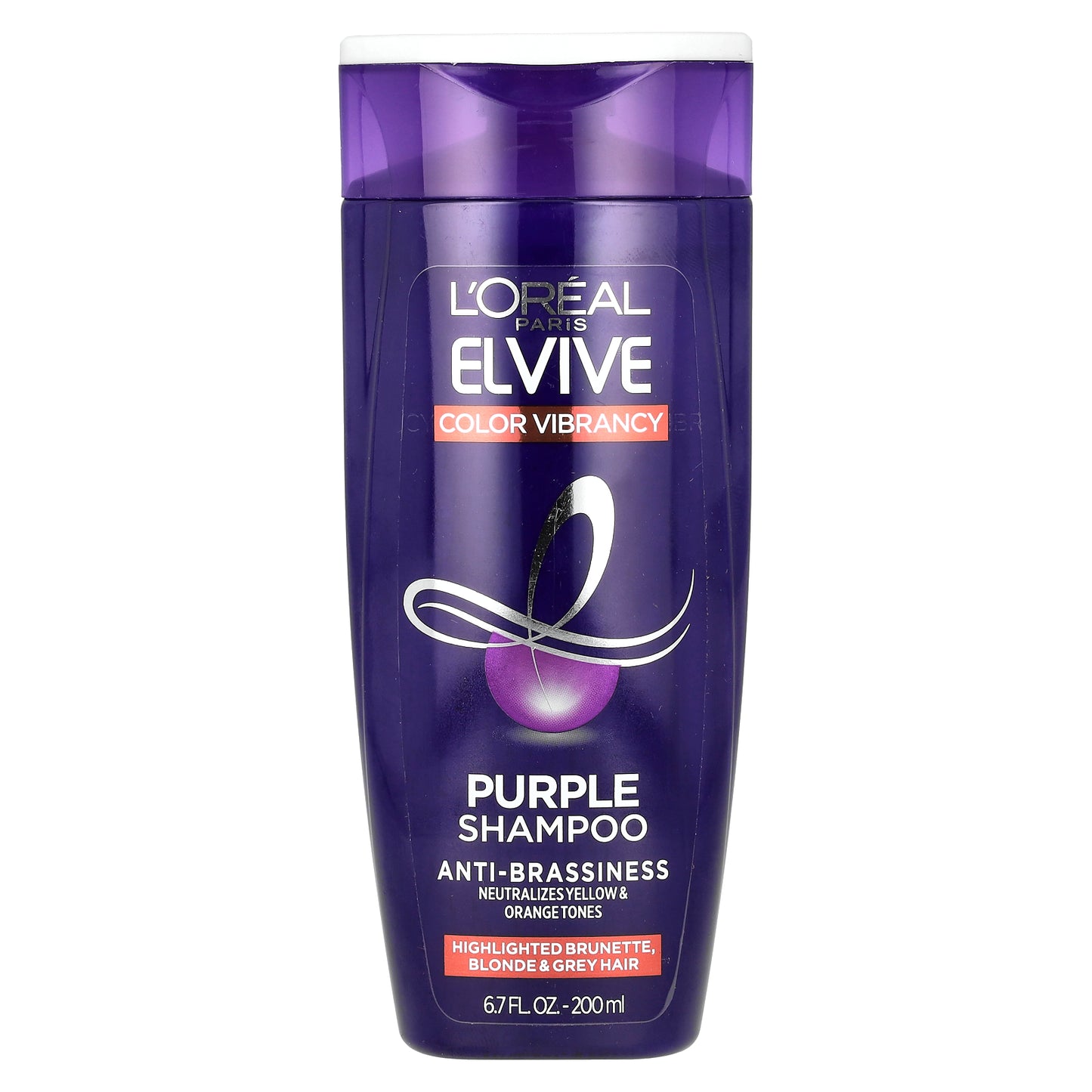 L'Oréal, Elvive, Color Vibrancy, Purple Shampoo, Highlighted Brunette, Blonde & Grey Hair, 6.7 fl oz (200 ml)