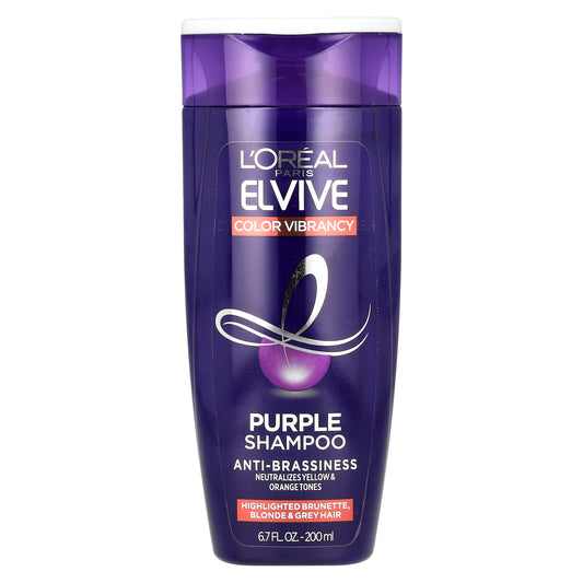 L'Oréal, Elvive, Color Vibrancy, Purple Shampoo, Highlighted Brunette, Blonde & Grey Hair, 6.7 fl oz (200 ml)