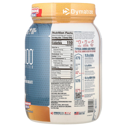 Dymatize, ISO100® Hydrolyzed, 100% Whey Protein Isolate, Cinnamon Cereal, 1.34 lb (610 g)