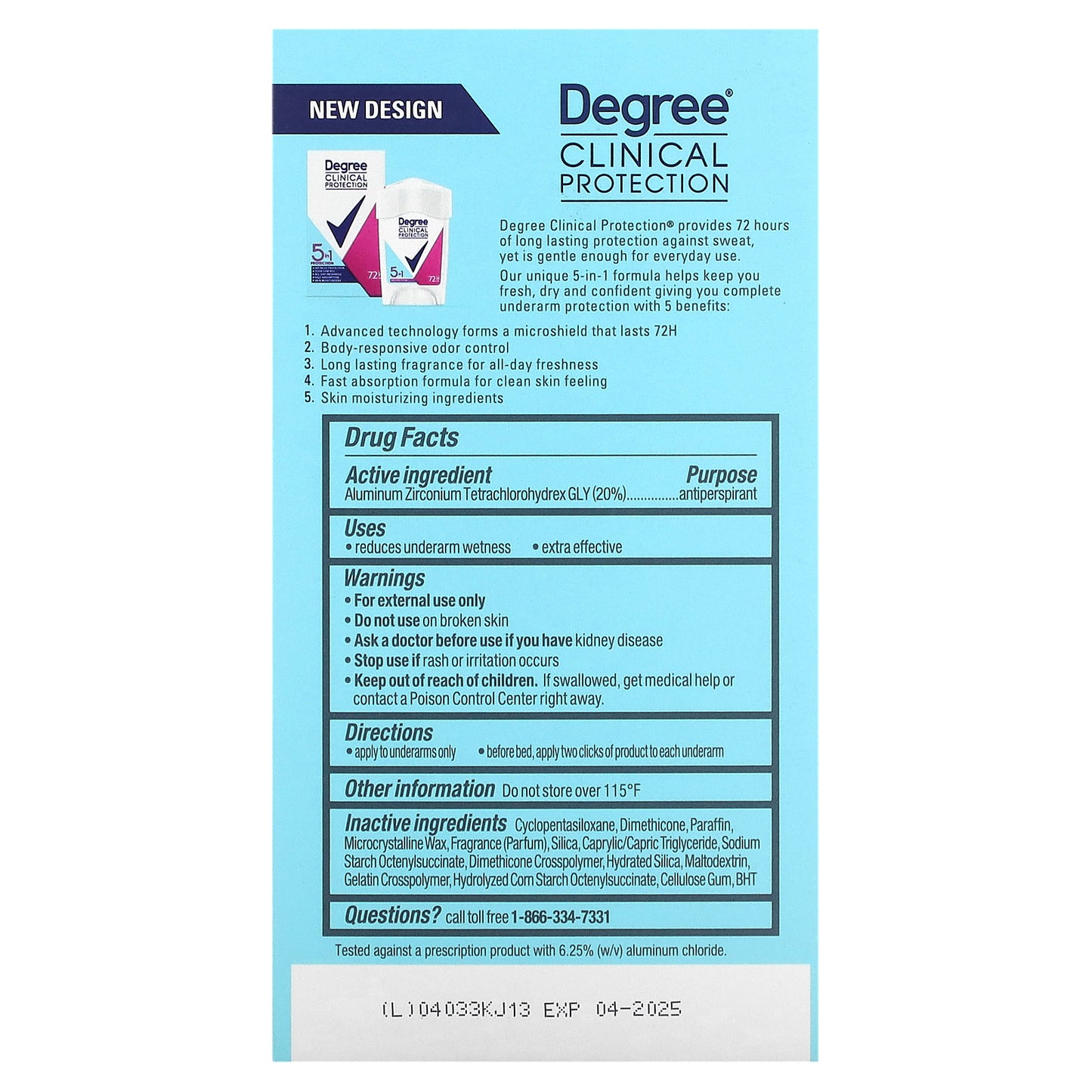 Degree, Clinical Protection, 5 In 1 Protection, Antiperspirant Deodorant, Soft Solid, 1.7 oz (48 g)