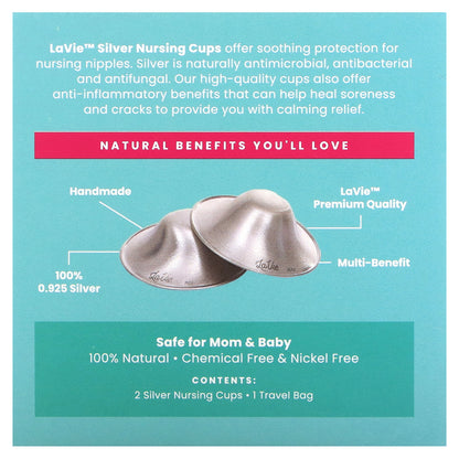 LaVie, Soothing Silver Nursing Cups, Healing Tool, Size 2, 3 Piece Set