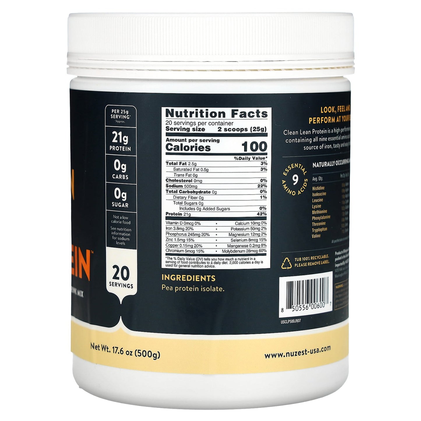 Nuzest, Clean Lean Protein, Just Natural, 17.6 oz (500 g)